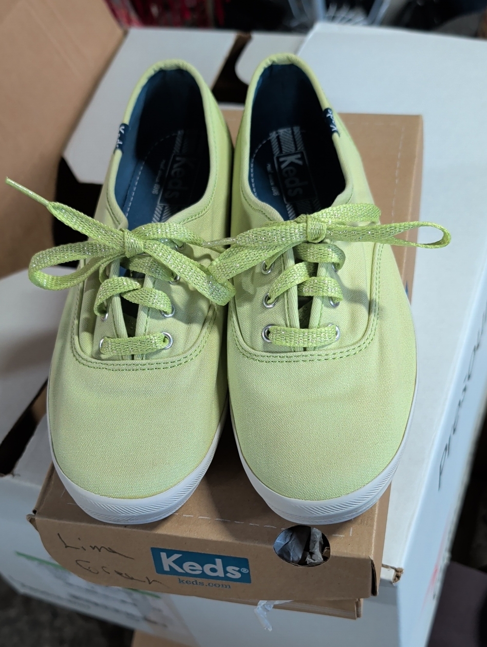 Keds Champion Oxford Lime Green Canvas Sneakers
